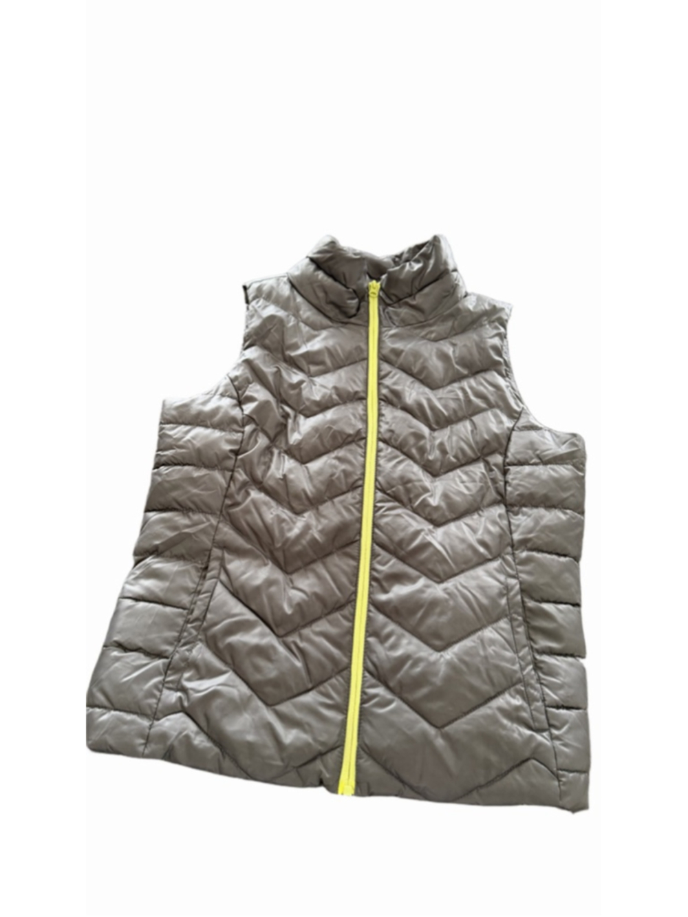 SO AUTHENTIC ✨ "So Perfect Puffer" Chevron Vest - Large - Grey/Neon